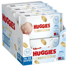 Huggies Pure Extra Care, Baby Wipes - 8 Packs (448 Wipes Total) - Fragrance Free Wet Wipes for Sensitive Skin - 99 Percent Pure Water With Natural Fibres