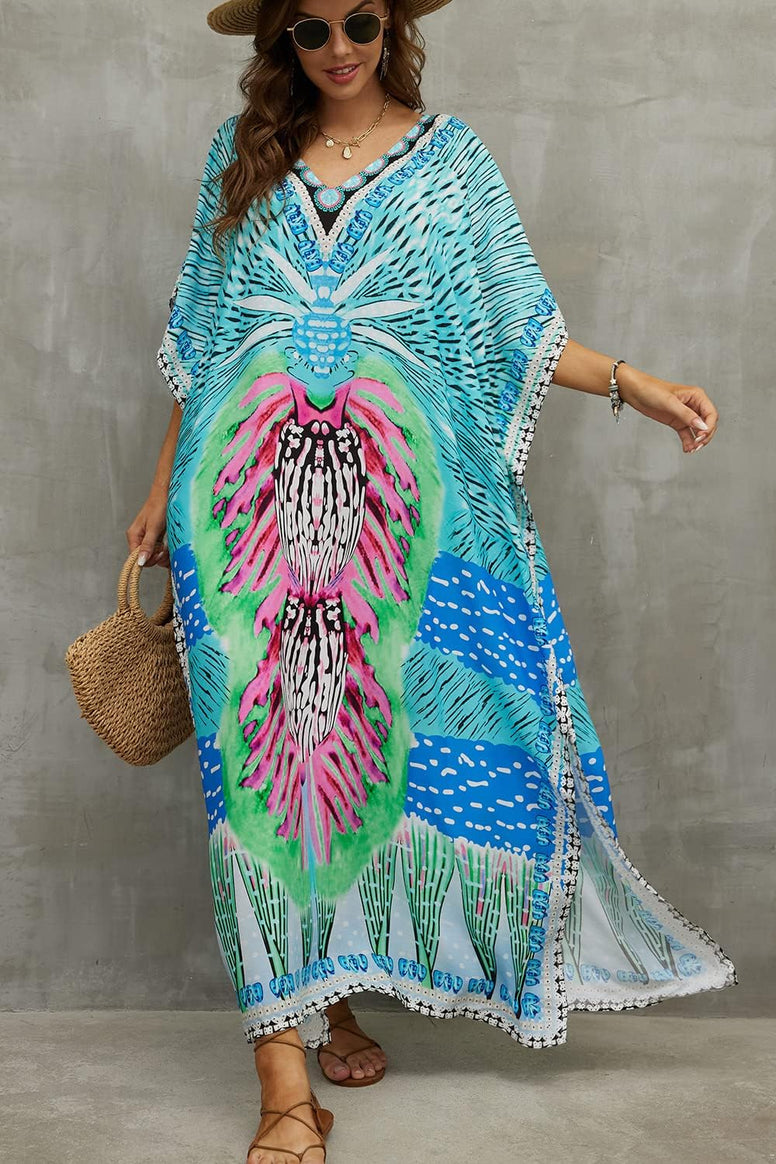 YouKD Wemon's Summer Long Kaftan Bohemian Maxi Kimono Dress Swimsuit Beach Cover Up Robes