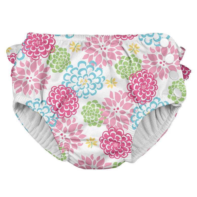 green sprouts - Ruffle Swim Nappy - White Zinnia - 6Mo (3-6 Months)