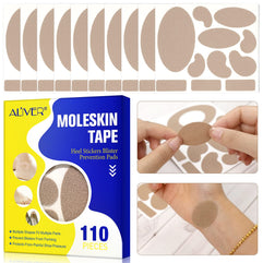 Moleskin Strips with Adhesive Blister Prevention Pads Mole Skin Tape Stickers for Feet Heel Shoes Padding,12 Sheets of 11 Shapes