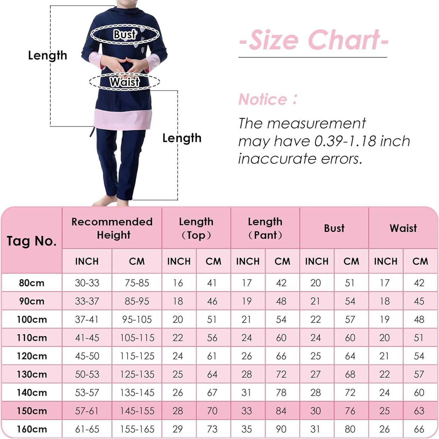 Maeau Muslim Swimsuit for Kids Girls Full Cover Islamic Bathing Suit Hijab Burkini Swimwear