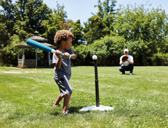 Kidoozie EZ-Adjust T-Ball Set - Height-Adjustable T-Ball Set for Kids - Soft Foam Bat and 3 Tee Balls Included