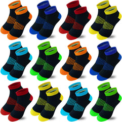 Tsmollyu Boys Socks 12 Pairs Half Cushion Low Cut Athletic Ankle Socks Kids Socks for Boys