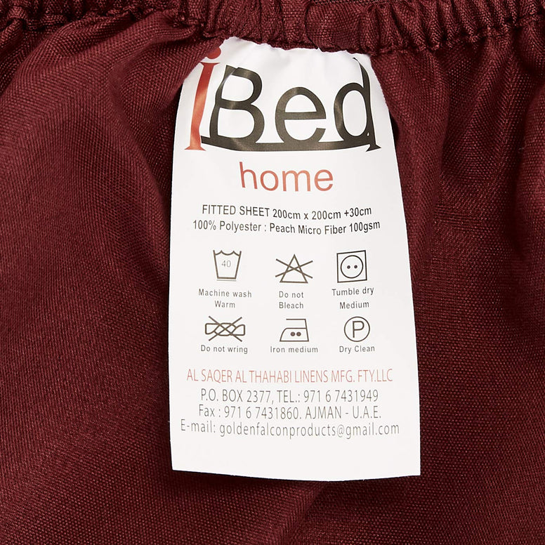 IBed home Fitted bedsheet 3pieces Set, Microfibre, King size, Maroon