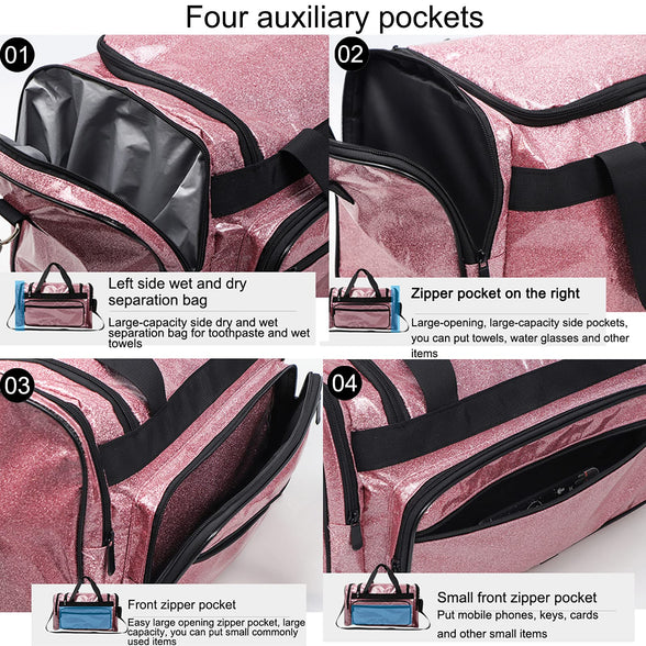 Spennanight Bag Reinforced Portable Wap Loading Glitter Duffle Bag Travel Bags Luggage Women