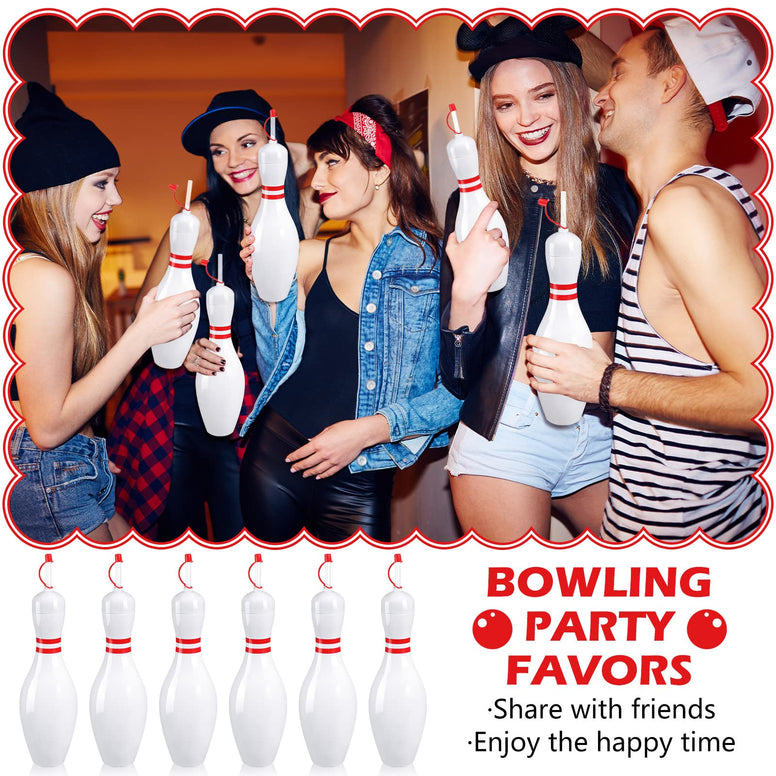 Bowling Pin Water Bottles with Straws and Lids 25 oz Plastic Reusable Bowling Pin Cups Bowling Party Favors for Kids Birthday Sports Competition Bowling Fans Players Party Drinking Decoration (24)