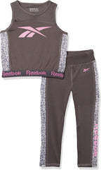 Reebok girls 2-piece Activewear Clothing Set - Performance Top + Leggings/Yoga Pants