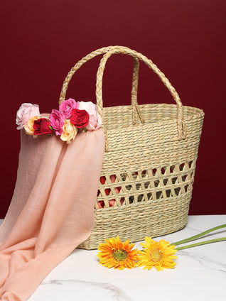 Habere India-All the Cultures Fabricating India Picnic Baskets | Lunch Basket | Cane or Jute Basket | Cane Basket for Gifting | Wicker Baskets (Multi Color 8)