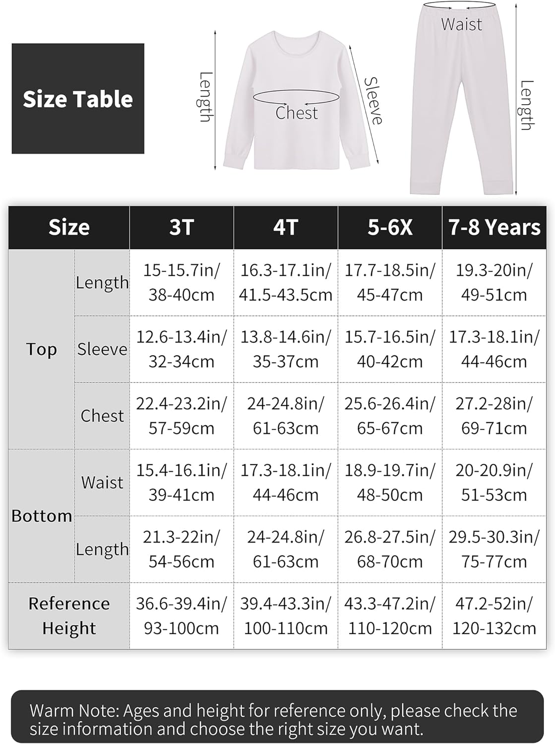 Resinta 6 Pieces Cotton Girls' Thermal Underwear Set Girls’ Top and Long Johns Winter Base Layer Top & Bottom, 3 Set