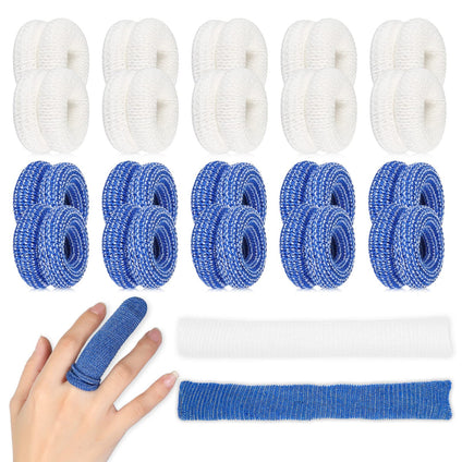 MAKINGTEC Finger Guard, First Aid Tubular Care Bandage, Sports Protective Gear, Soft Cotton Blue White Bandages for Finger Sprains and Swelling 21x2cm (20 Pack)