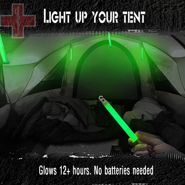 10 Ultra Bright Green Glow Sticks - Individual Packed With Lanyard - For Camping, Emergency Survival - Glow Lights for Blackouts, Hurricane and Storms- 6 Inch Chem Light Sticks with 12 Hour Duration