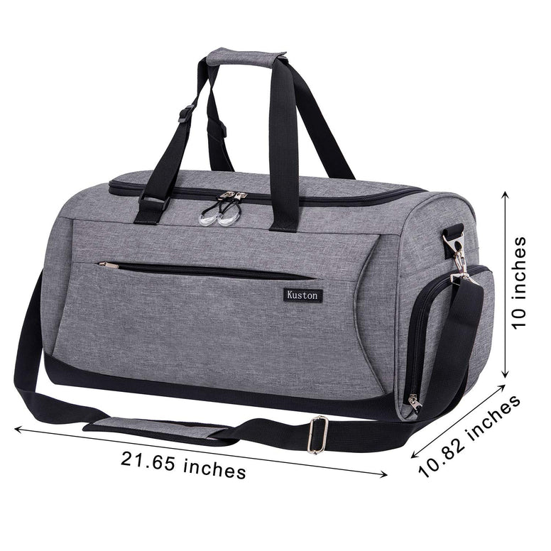 Kuston Sports Gym Bag with Shoes Compartment &Wet Pocket Gym Duffel Bag Overnight Bag for Men and Women