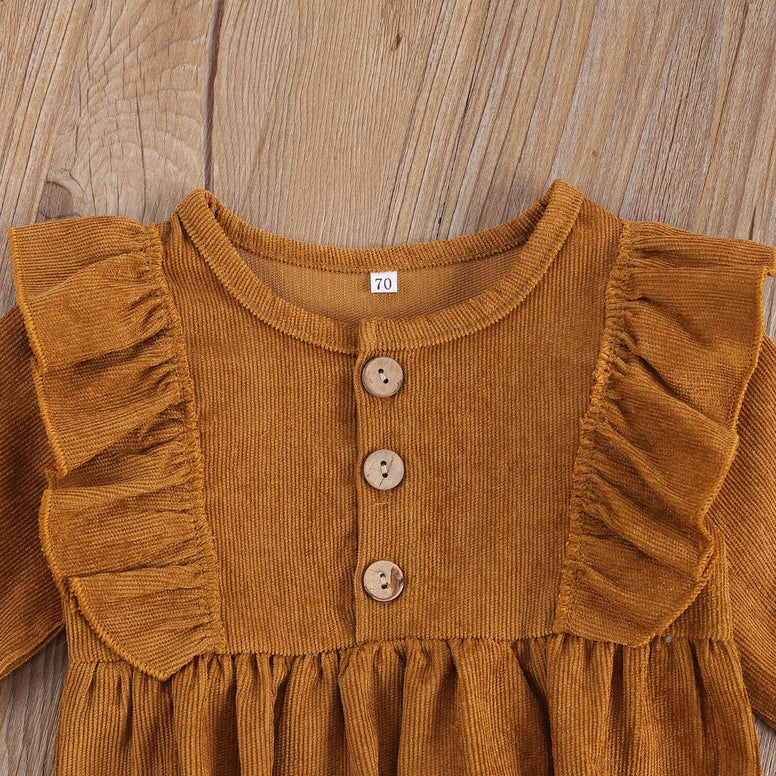 Infant Baby Girl Clothes Solid Ruffle Long Sleeve Romper Bodysuit Tops One Piece Jumpsuit Fall Winter Outfit 3-6 Months