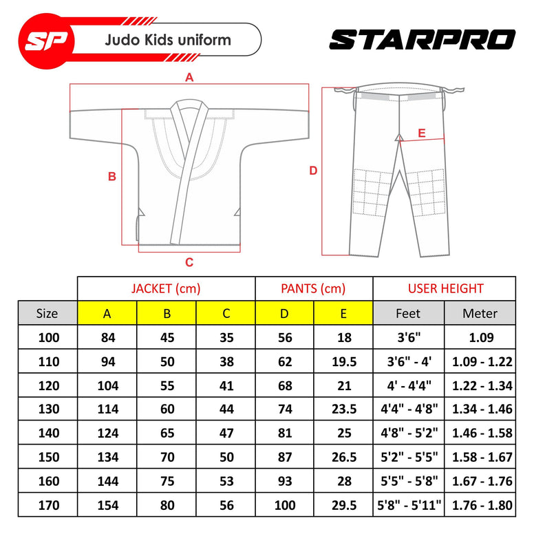 Starpro | Durable Single Weave Judo Suits for Kids | Many Sizes | 250 Grams | Child Judo Suit, Judo Gi Kids, Judo Suit Kids White, Girls & Boys Judo Suit, Kids Judo Suit