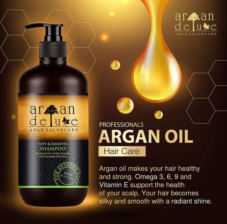 Argan Deluxe Repair & Care-Shampoo in professional quality 10.1 fl oz - repair & care - against split ends, frizz & hair breakage - for women & men