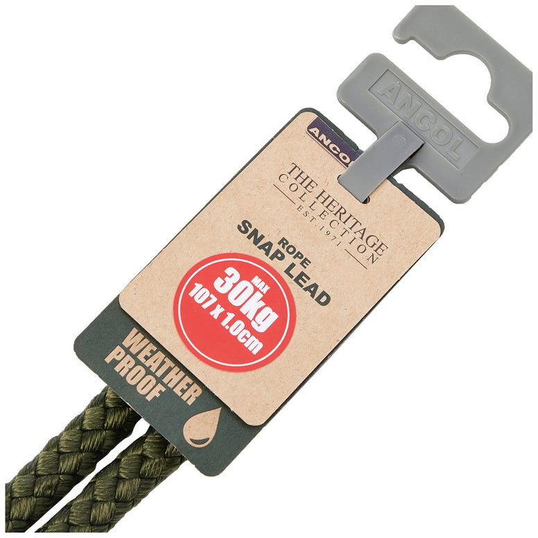 Heritage Nylon Rope Lead Green 1.07m X10mm Sz 1-3