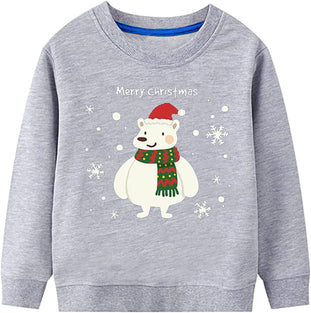 LXKA Boys Christmas Jumper Xmas Sweatshirt Gift Kids Snowmen Reindeer Santa Claus Bear Long Sleeve Tee Shirt Tops Crew Neck Pullover Hoodies Casual Outfit Winter Clothes Age 1-7 Years