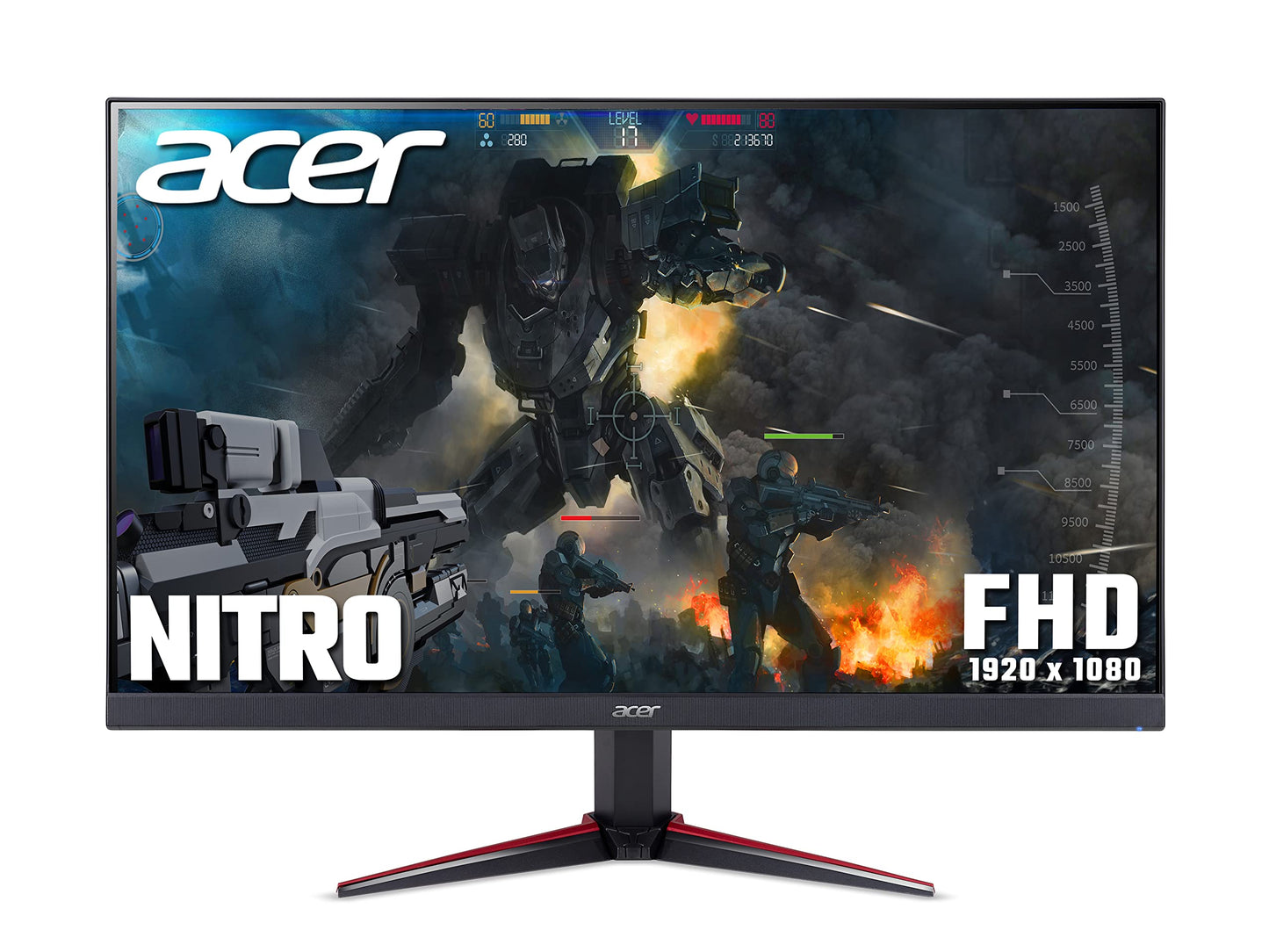 Acer Nitro Vg240Y 23.8 Inch Full Hd Ips Technology Led Gaming Monitor, 1920 X 1080, Amd Freesync, Black