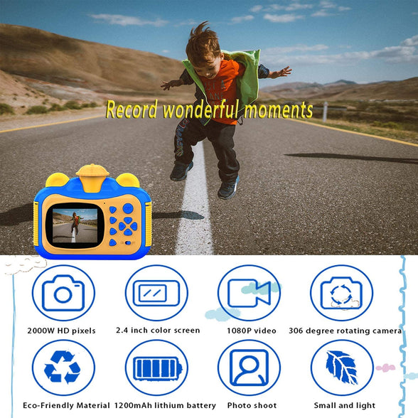 Donop Instant Print Camera for Kids, HD 1080p Photo Printing Digital Toy Video Cam Camcorder for Children, with 3 Print Paper and 32GB Card