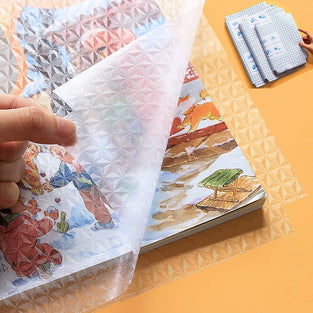 XINTANG 30-Pieces Environmenally Clear Self-Adhesive Covering Book Film with Diamond Pattern, Sticky Plastic Film Books Covers,16K&32K&A4 Size for books