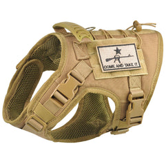 Tactical Dog Vest Harness, Outdoor Training Service Dog Vest Adjustable Military Working Dog Vest with Molle System and Rubber Handle Medium (Pack of 1) Khaki