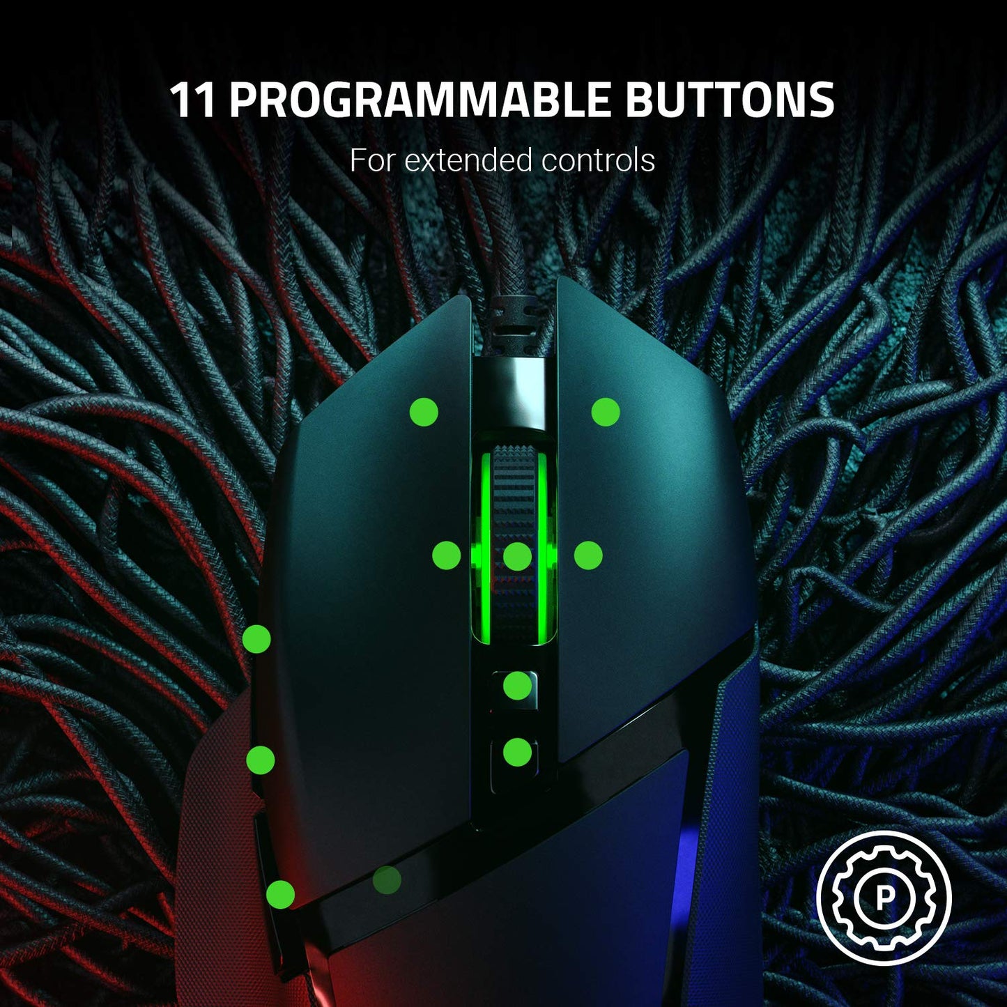 Razer Basilisk v2 Wired Gaming Mouse: 20K DPI Optical Sensor, Fastest Mouse Switch, Chroma RGB Lighting, 11 Programmable Buttons, Classic Black
