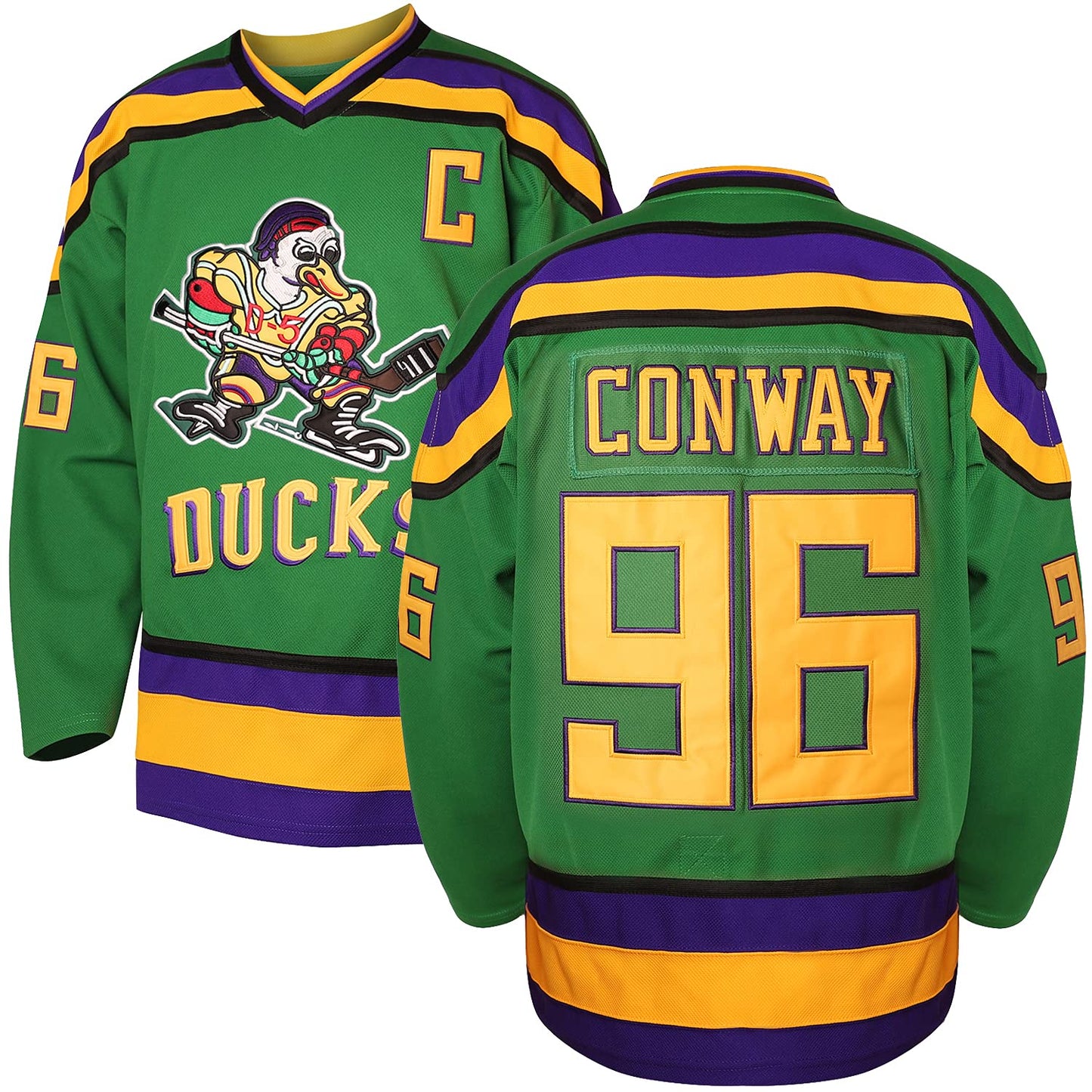 Charlie Conway #96 Mighty Ducks Movie Hockey Jersey White Green