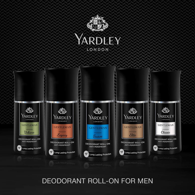 Yardley Gentleman Classic Deodorant Roll On, Effective underarm protection, all day long perspiration regulator, 50 ml