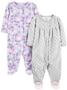 Simple Joys by Carter's Baby Girls' Fleece Footed Sleep and Play, Pack of 2 0-3M