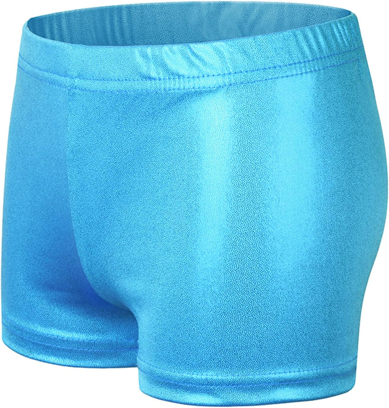 SEAUR - Girls Shorts for Dance Metallic Shiny Ballet Dance Shorts Stretch Slim Fit Athletic Gymnastics Short Performance Hot Pants for Ages 3-12