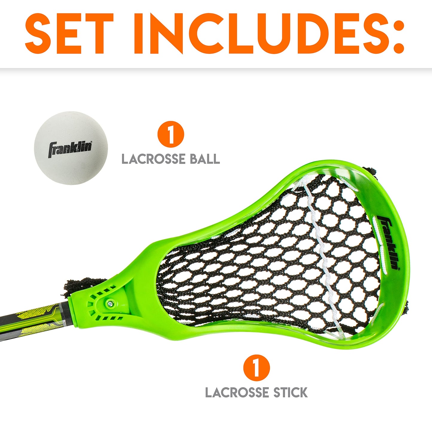 New Franklin Lacrosse Youth Jr 80cm Stick & Ball Starter Set Learn Train 3 Colours