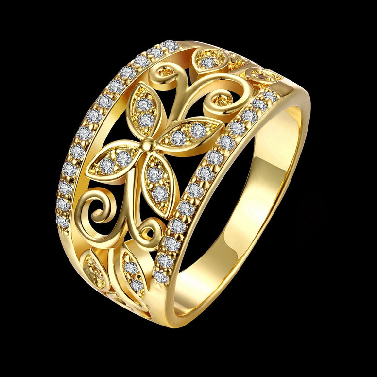 YELLOW CHIMES Flower Band Golden Ring for Women and Girls