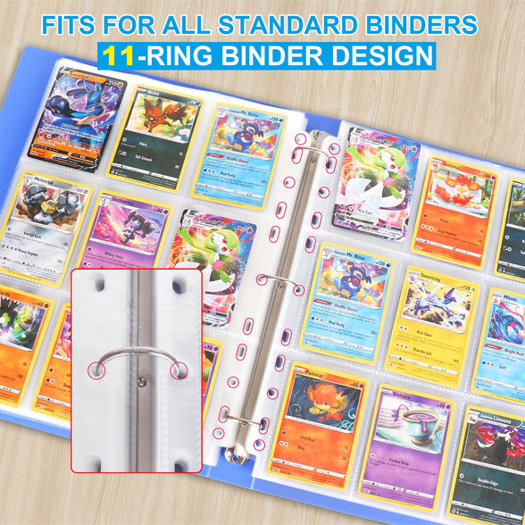 900 Pockets Baseball Card Sleeves, ABLY Double Side 9-Pocket Trading Card Binder Sleeves Page Protectors Sheet for Skylanders, Pokemon, Top Trumps for 3 Ring Binder(50 Pages)