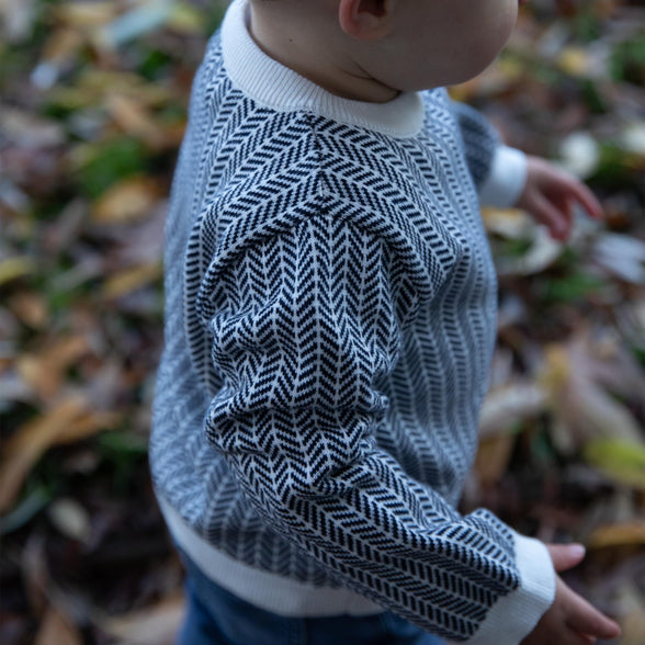 Black & White Sweater for Baby & Toddler Boys | 100% Cotton | Designed in Australia | Perfect for Fall & Winter | 6-12 Mths