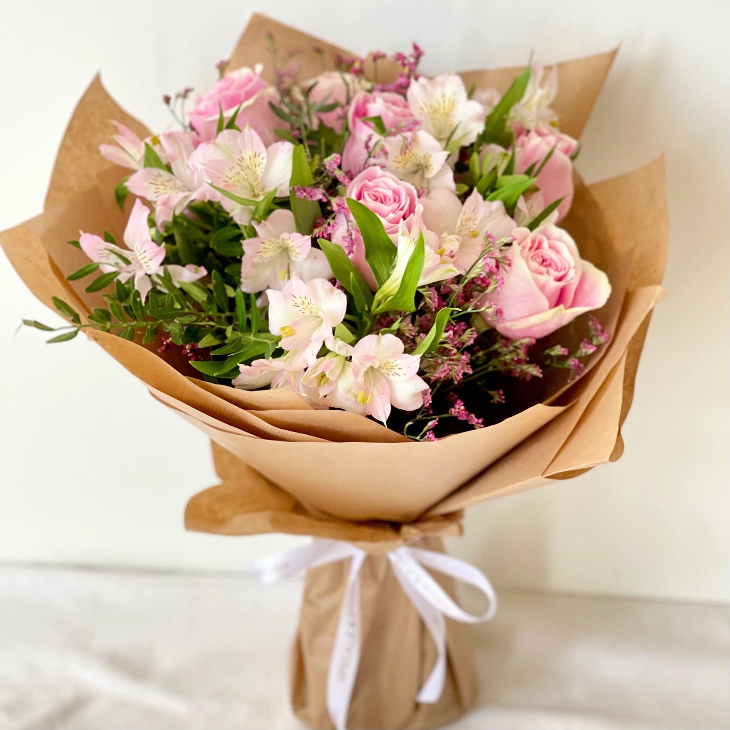 Pink N White Fresh Flower Bouquet Delivery Dubai