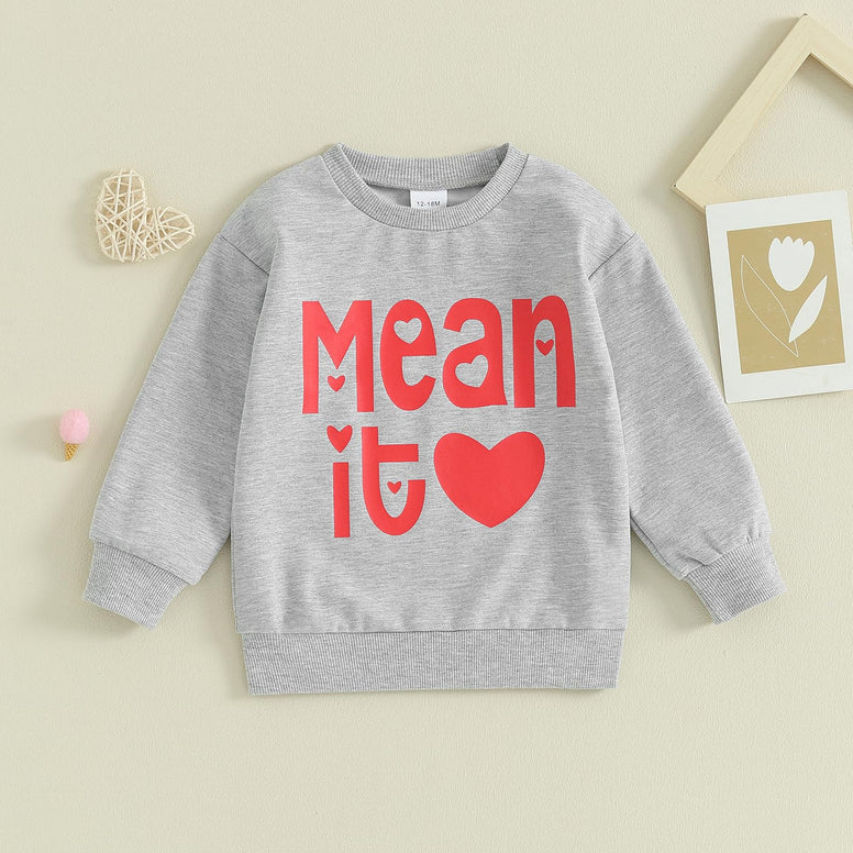 DSORVICD Baby Girl Boy Valentines Day Outfit Long Sleeve Heart Embroidery Sweatshirt Pullover Top Cute Fall Winter Clothes