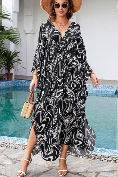 YouKD Summer Roomy Kaftan Dress Bohemian Beach Bikini Cover Ups Plus Size Robe for Women