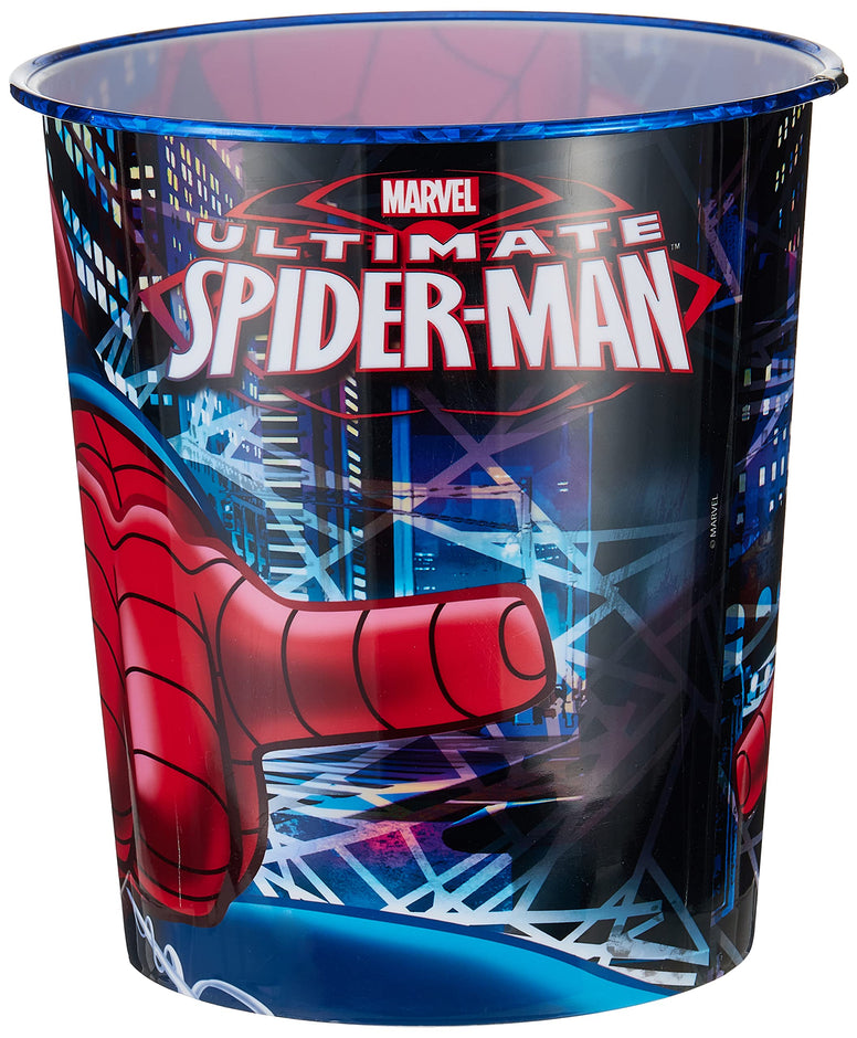 Boyz Toys Plastic Dustbin Disney Ultimate Spiderman Dustbin, Red/Blue,5 Litre Capacity ,2248