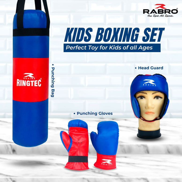 Ringtec Boxing kit, Boxing kit for kids, Junior Boxing Set With 1 Punching Bag, 1 Head Guard, 2 Boxing Gloves | Boxing Training Punching Bag & Gloves for Boys & Girls Ideal For 3 to 7 Years Kids (Set
