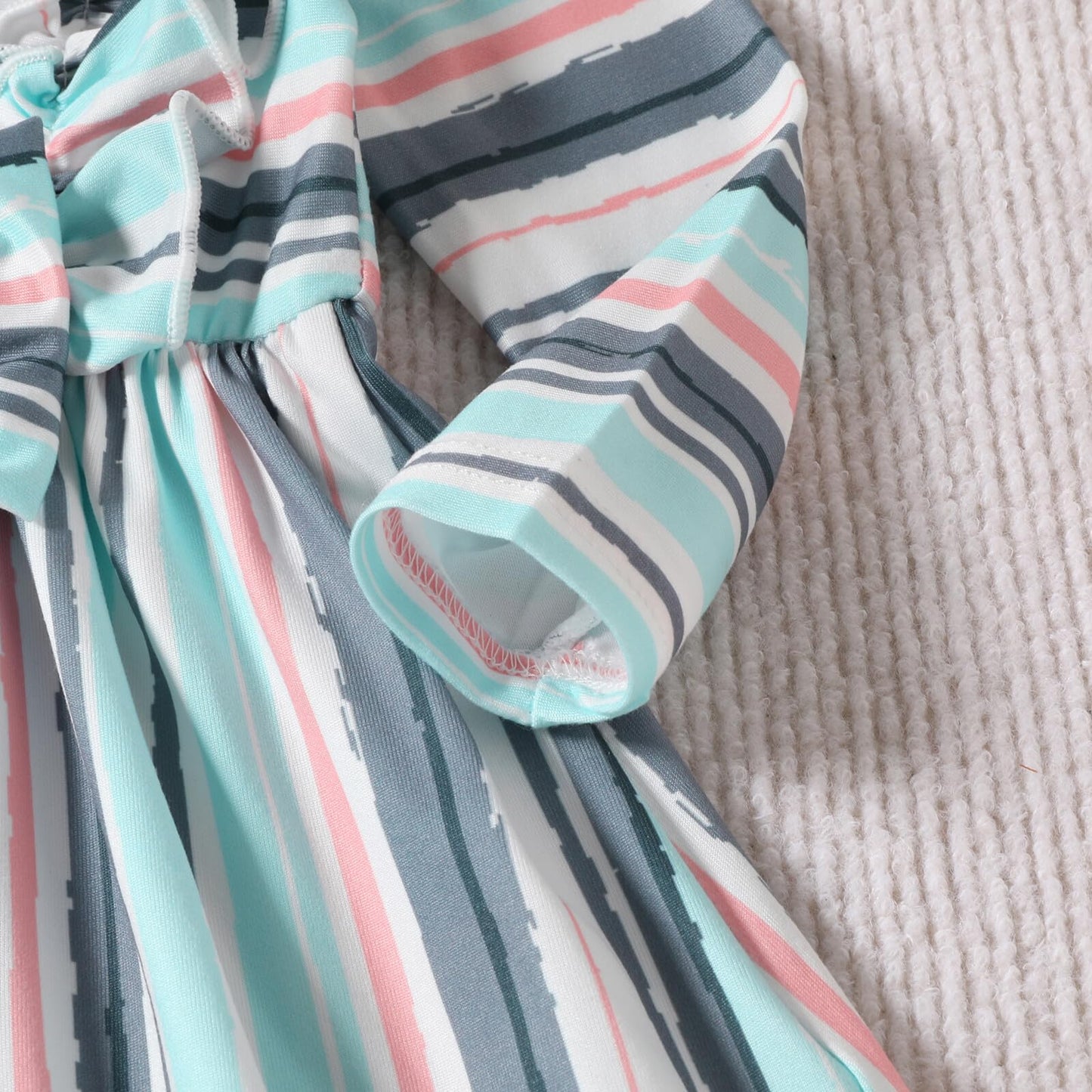 Neutocd Infant Toddler Baby Girl Clothes Ruffle Long Sleeve Casual Dress Color Stripes Gift Cute Fall Winter 3-24 Months