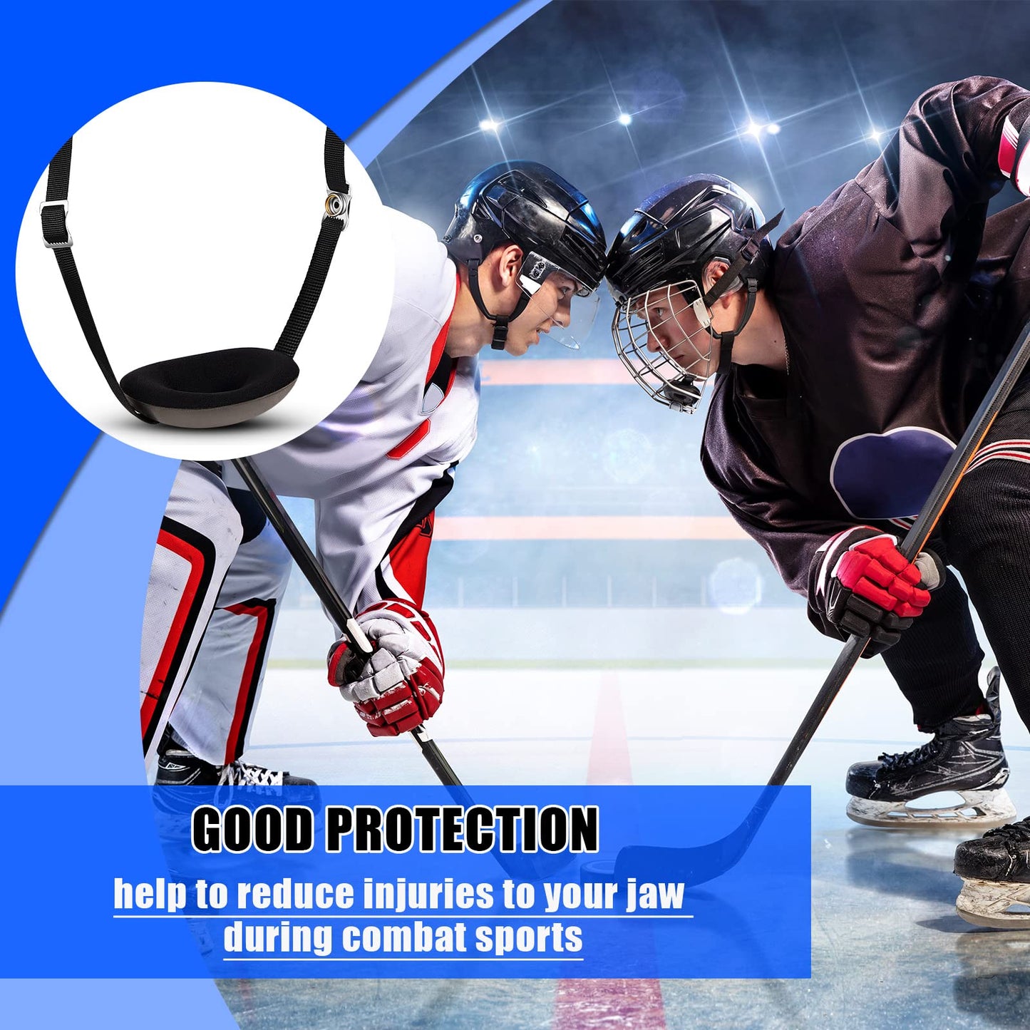 Hockey Helmet Accessory Set Helmet Replacement Chin Cup Batting Helmet Cupped Chin Strap with 2 Buckles Detachable Ice Hockey Helmet Chin Strap with Single Snap, Black