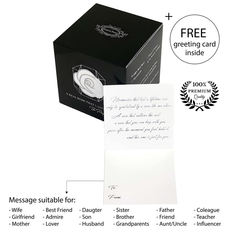 A 100% Real Rose That Lasts Years - Eternal Petals, Handmade in Dubai – White Gold Solo (Black)