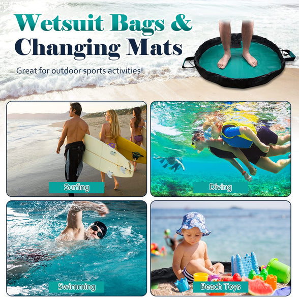 Wetsuit Change Mat, Beach Changing Surf Storage Bag with Shoulder and Handle Strap for Swimming Diving Surfing and Outdoors Sports Accessories