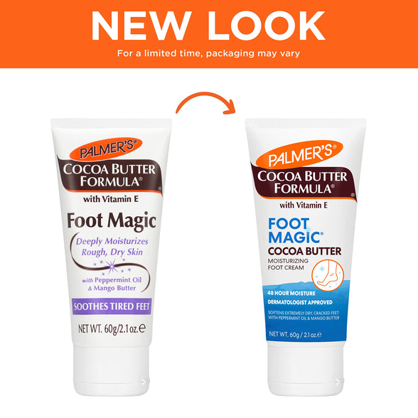Palmer's Cocoa Butter Formula Foot Magic Moisturizing Cream with Vitamin E -Soothes Sore Tired Feet-Deep Moisturizes Rough & Dry Skin-Improves Textures,Irritation,Scars & Marks-Apply Daily-60gm