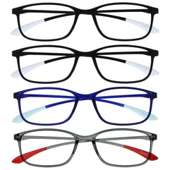 Opulize Ice 4 Pack Super Lightweight Reading Glasses Black Blue Grey Womens Mens RRRR61-1137 +1.00