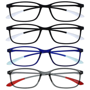 Opulize Ice 4 Pack Super Lightweight Reading Glasses Black Blue Grey Womens Mens RRRR61-1137 +1.00