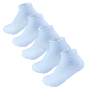 Boys White Cotton Ankle Liners - Sports - School Socks 5 Pairs Pack