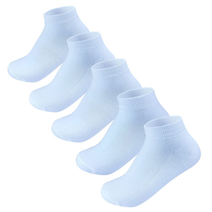 Boys White Cotton Ankle Liners - Sports - School Socks 5 Pairs Pack