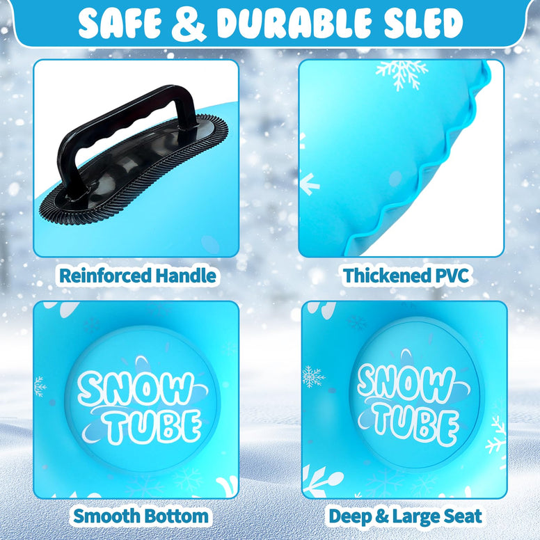 ZMLM Inflatable Snow-Tube Sled for Kids: 2 Pack Snow Sled Heavy Duty Sledding Tube with Handles & Bottom Winter Outdoor Sports Toys Activities for Family Toddler Boys Girls Christmas Birthday Gift