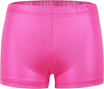 SEAUR - Girls Shorts for Dance Metallic Shiny Ballet Dance Shorts Stretch Slim Fit Athletic Gymnastics Short Performance Hot Pants for Ages 3-12